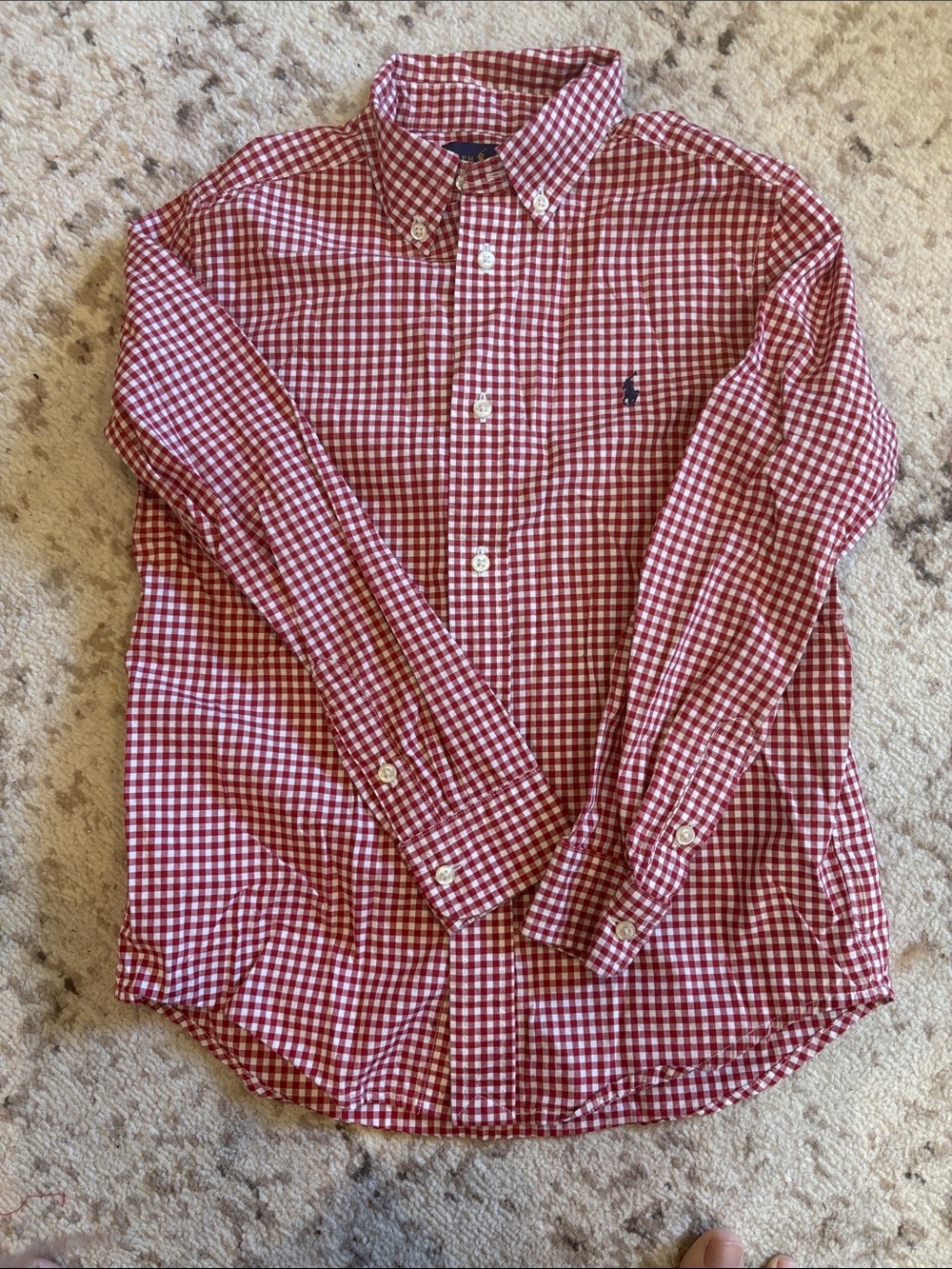 Boys Ralph Lauren Red and White Gingham Button-Down Shirt